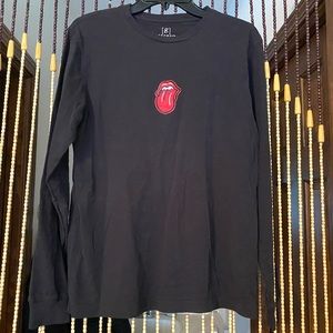 George Black Tolling Stone Tongue Mouth Long Sleeve Crew Neck T-Shirt Sz S